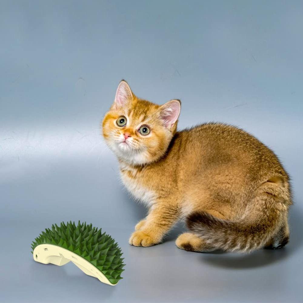 TOP Cat Self Groomer Praktis Dinding Sudut Scratcher Comb Pet Grooming Supply Bentuk Durian Lucu