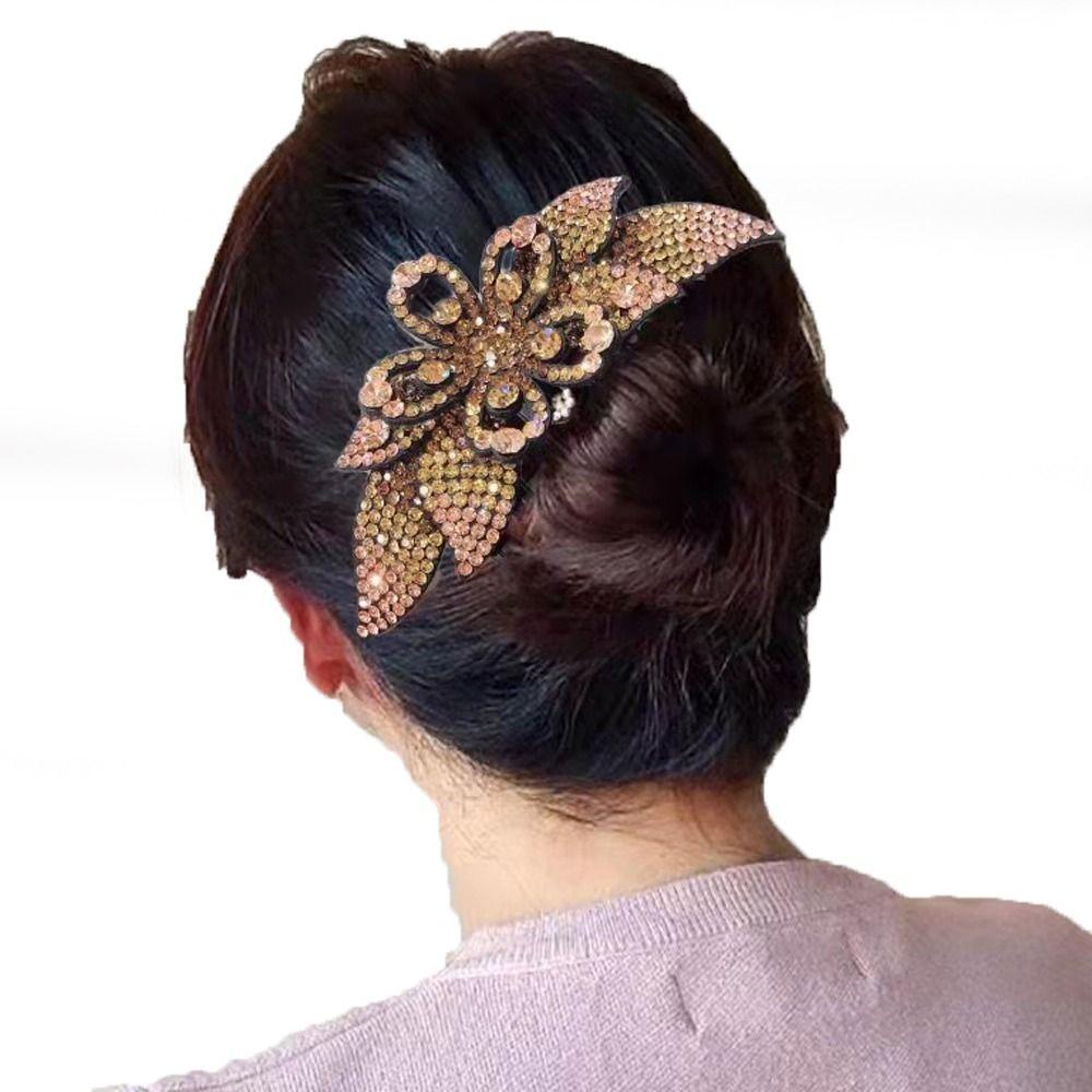 Agustina Sisir Rambut Wanita Trendi Hiasan Kepala Bunga Untuk Anak Perempuan Ponytail Holder Hair Maker Bun Kristal Jepit Rambut