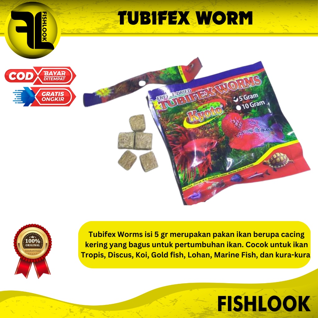 CACING KERING TUBIFEX WORMS PAKAN IKAN HIAS 5Gr