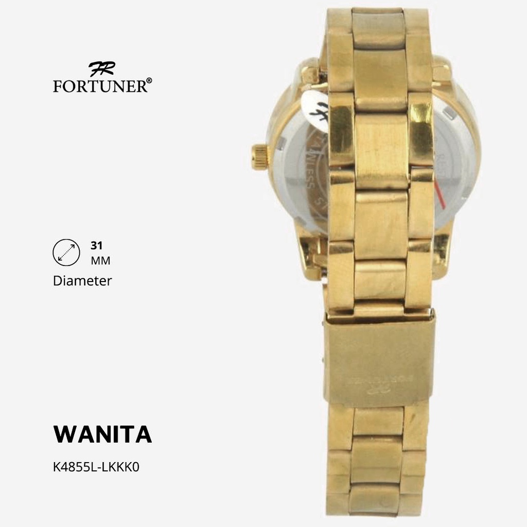 Fortuner Jam Tangan Wanita Analog Strap Stainless Rantai Accalia