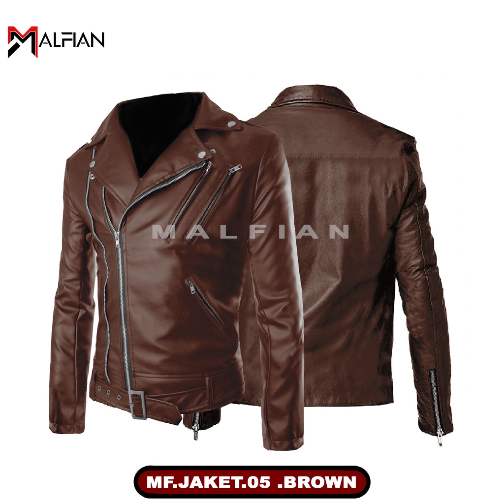 Jaket Kulit Rock N Roll Jaket Kulit Sintetis Rock N Roll Pria Jaket Motor Pria MF.05