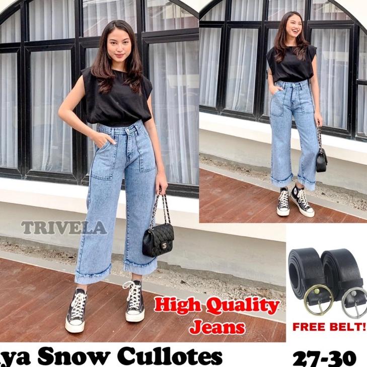 FreeBelt - Ziya Snow Cullotes - Kulot Jeans Alice Kantong Tempel • GU.06Ja23ѕ