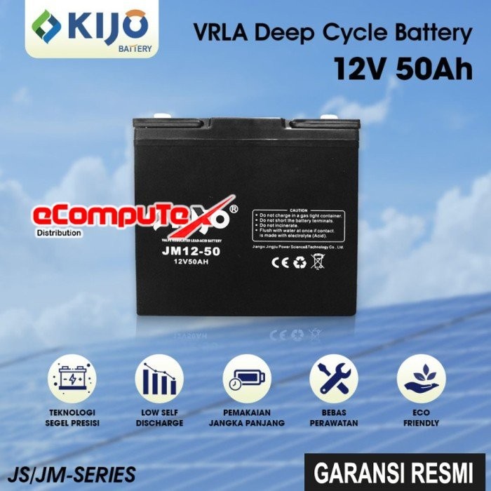 BATERAI UPS VRLA 12V 50AH KIJO / BATTERY AKI KERING 12 VOLT 50 AH ACCU