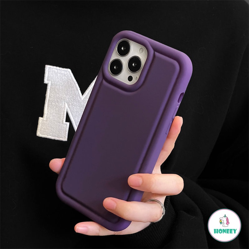 IPHONE Fashion Ungu Airbag Ponsel Case Kompatibel Untuk Iphone14 13 12 11 Pro Max 14 Pro Max Shockproof Matte Cair Silikon Lembut TPU Belakang Ponsel Cover