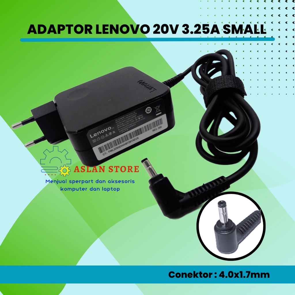 Adaptor Pengisi Daya Laptop 20V 3,25 A 65W 4.0*1.7Mm Lenovo IdeaPad310 110 100-15 B50-10 YOGA 710 510-14ISK