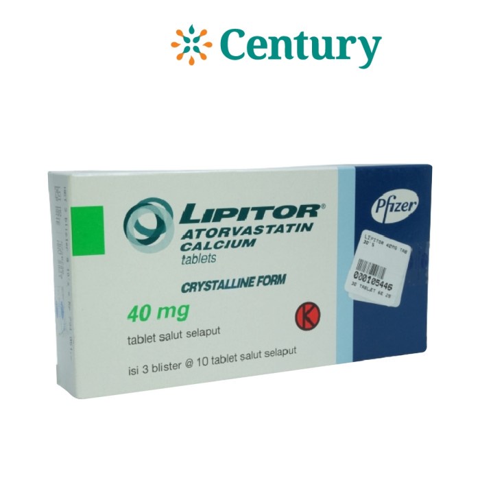 LIPITOR 40MG 1 BLISTER @ 10 TABLET SALUT SELAPUT