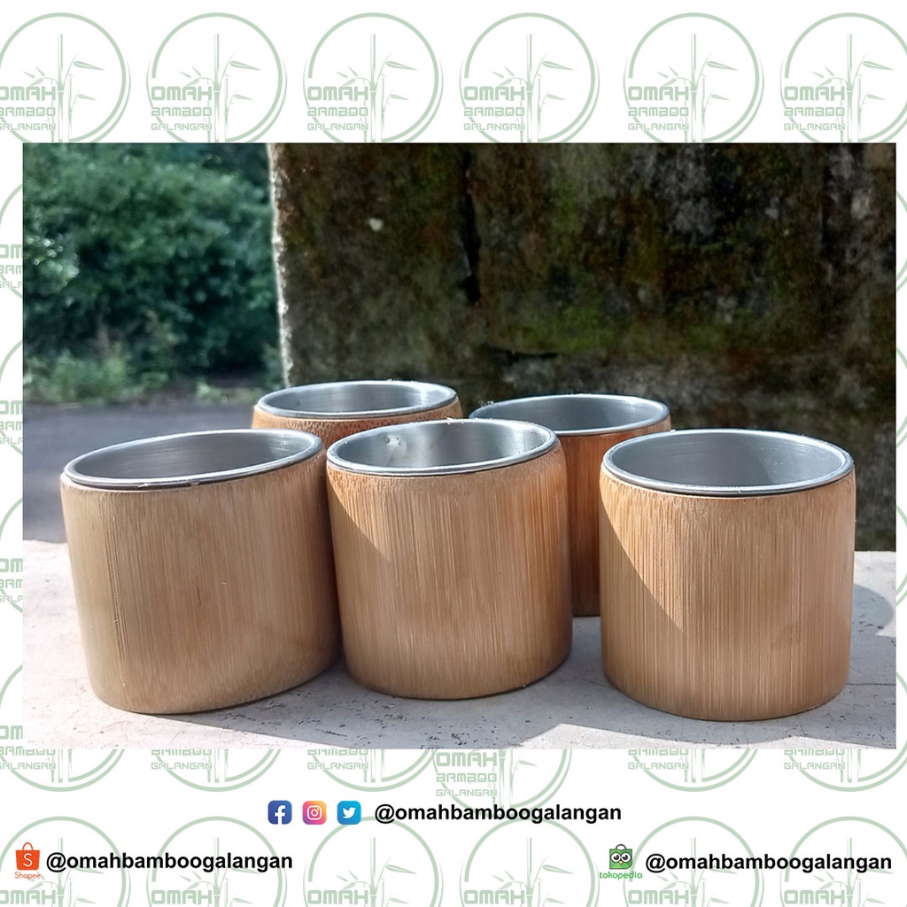 Cangkir Bambu Stainless Unik Murah, Mug Cangkir Cover Bambu 125 ML