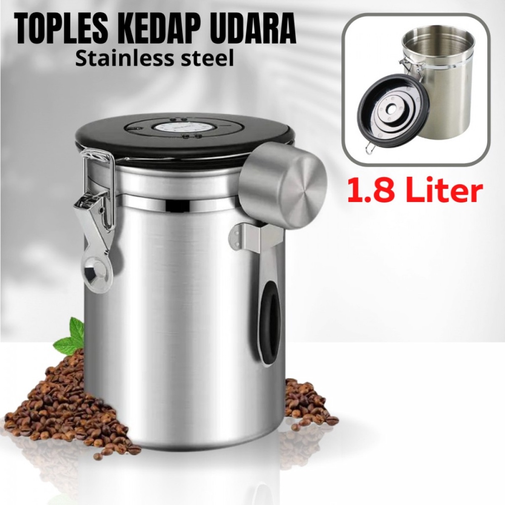 Toples Penyimpanan Kedap Udara Stainless Sealed Tank 1.8 Liter