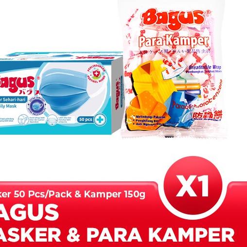 Bagus Surgical Masker 50 pcs - Masker Medis 3 ply & Bagus Para Kamper 150 gr