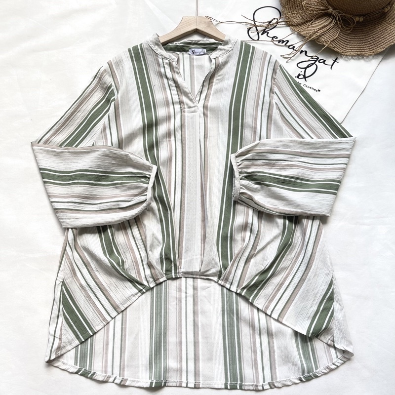 VS - PEVITA STRIPE RAINBOW SHIRT / BLOUSE GARIS OVERSIZE WANITA / BLOUSE STRIPE OVERSIZE