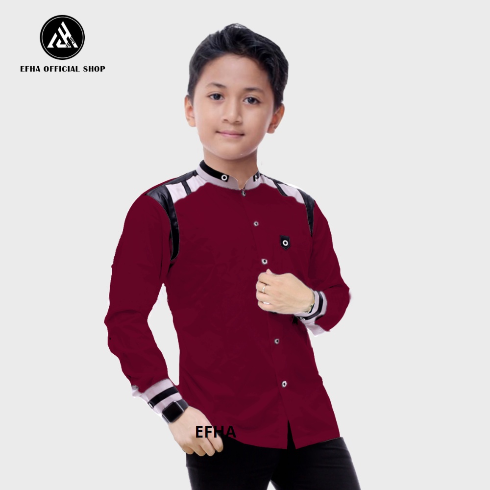 BISA COD- baju koko anak sd-smp/ baju koko anak lengan panjang usia 8 - 15 tahun/ baju koko anak warna Coklat muda warna putih