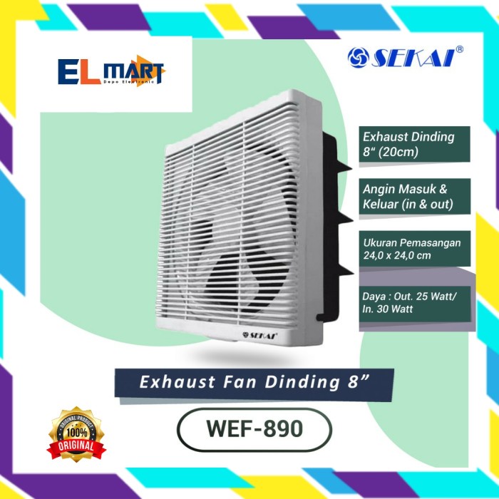 Sekai Kipas Angin Exhaust Fan Dinding 8 Inch WEF 890 WEF890 Hexos 8inc