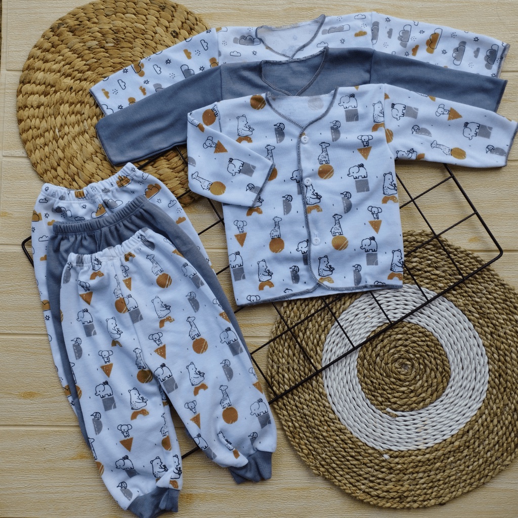 6 PCS Baju Bayi Lengan Panjang Celana Panjang Bayi Baru Lahir Setelan Bayi Meyriana Collection