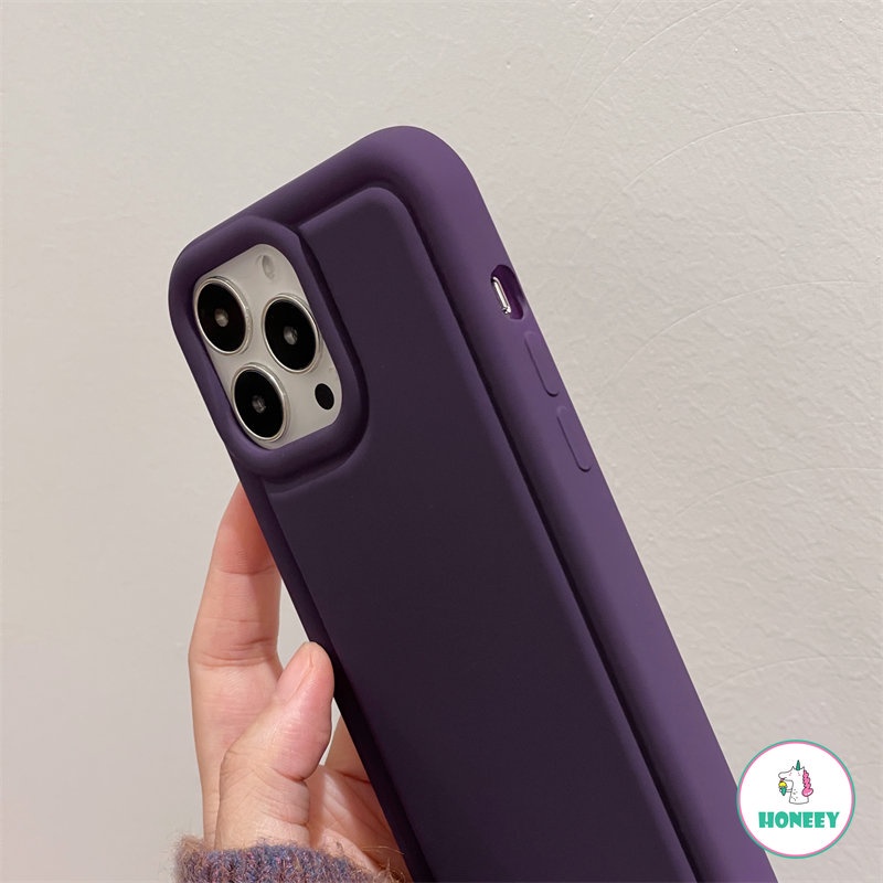 IPHONE Fashion Ungu Airbag Ponsel Case Kompatibel Untuk Iphone14 13 12 11 Pro Max 14 Pro Max Shockproof Matte Cair Silikon Lembut TPU Belakang Ponsel Cover