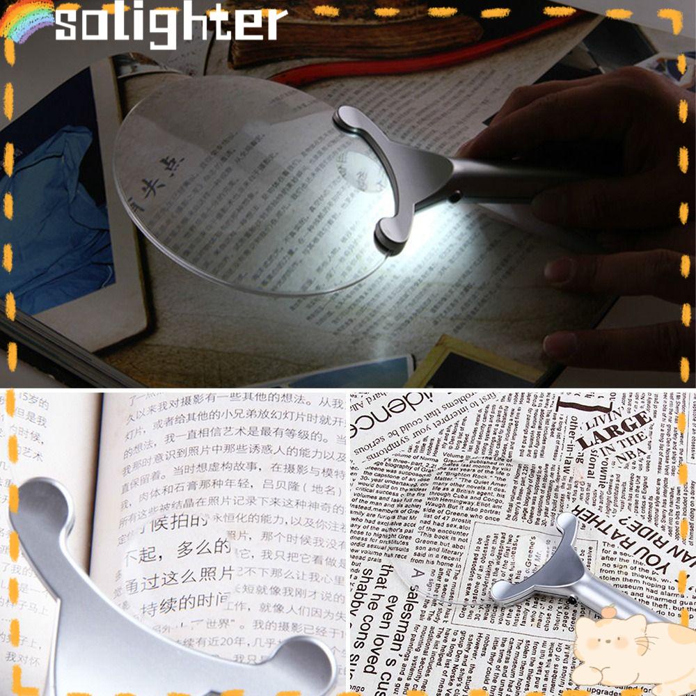 Solighter Membaca Perhiasan Magnifiers Profesional Dengan 2lampu LED HD Lensa Kaca Pembesar