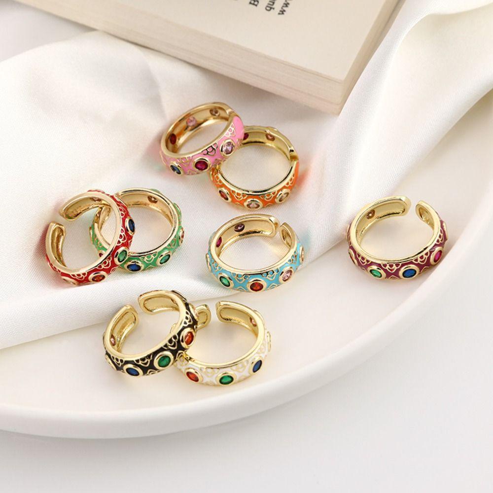 Mxbeauty Cincin Geometris Wanita Mode Sederhana Lava Kepribadian Gaya Korea Perhiasan Street Style Zircon Rings