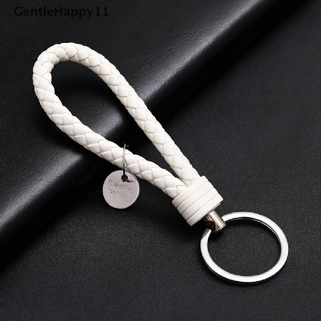 Gentlehappy Kulit PU Kepang Anyaman Tali Gantungan Kunci Tas Liontin Holder Kunci Car Keyring id