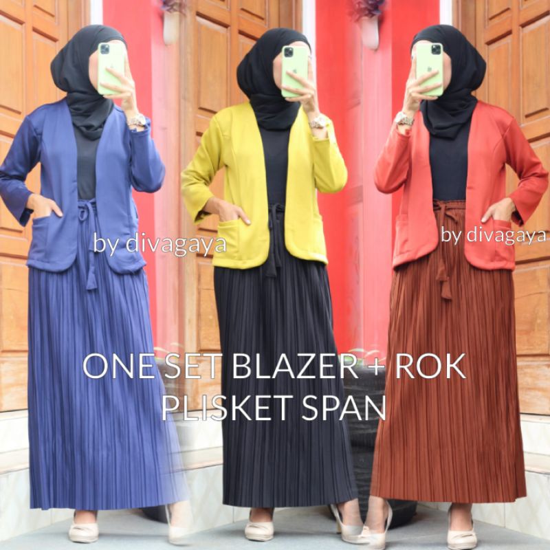 ONE SET BLAZER + ROK SPAN PLISKET