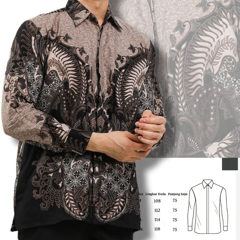 Batik Pria Reguler Baju Batik Pria Lengan Panjang Modern Bahan Kayun Halus Premium