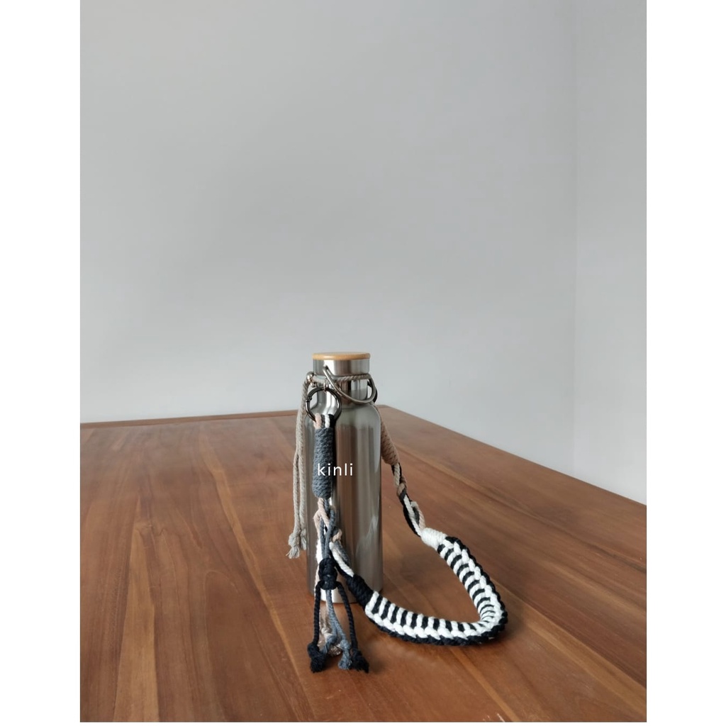 la camaieu monochrome handmade macrame bottle strap tumbler holder