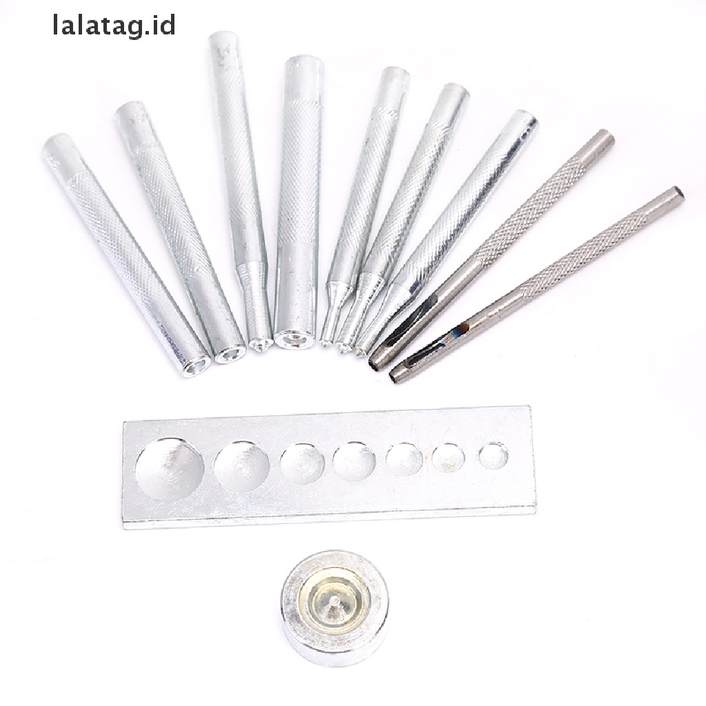 [lalatag] 11pcs/set DIY Kulit Alat Die Punch Hole Snap Rivet Button Setter Base Kit [ID]