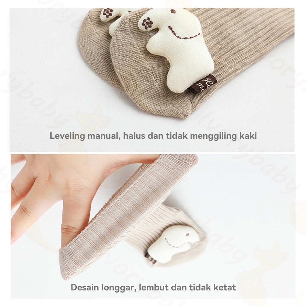 Ivorybaby Kaos kaki bayi panjang anti slip Kaus kaki bayi boneka 3d Baby sock