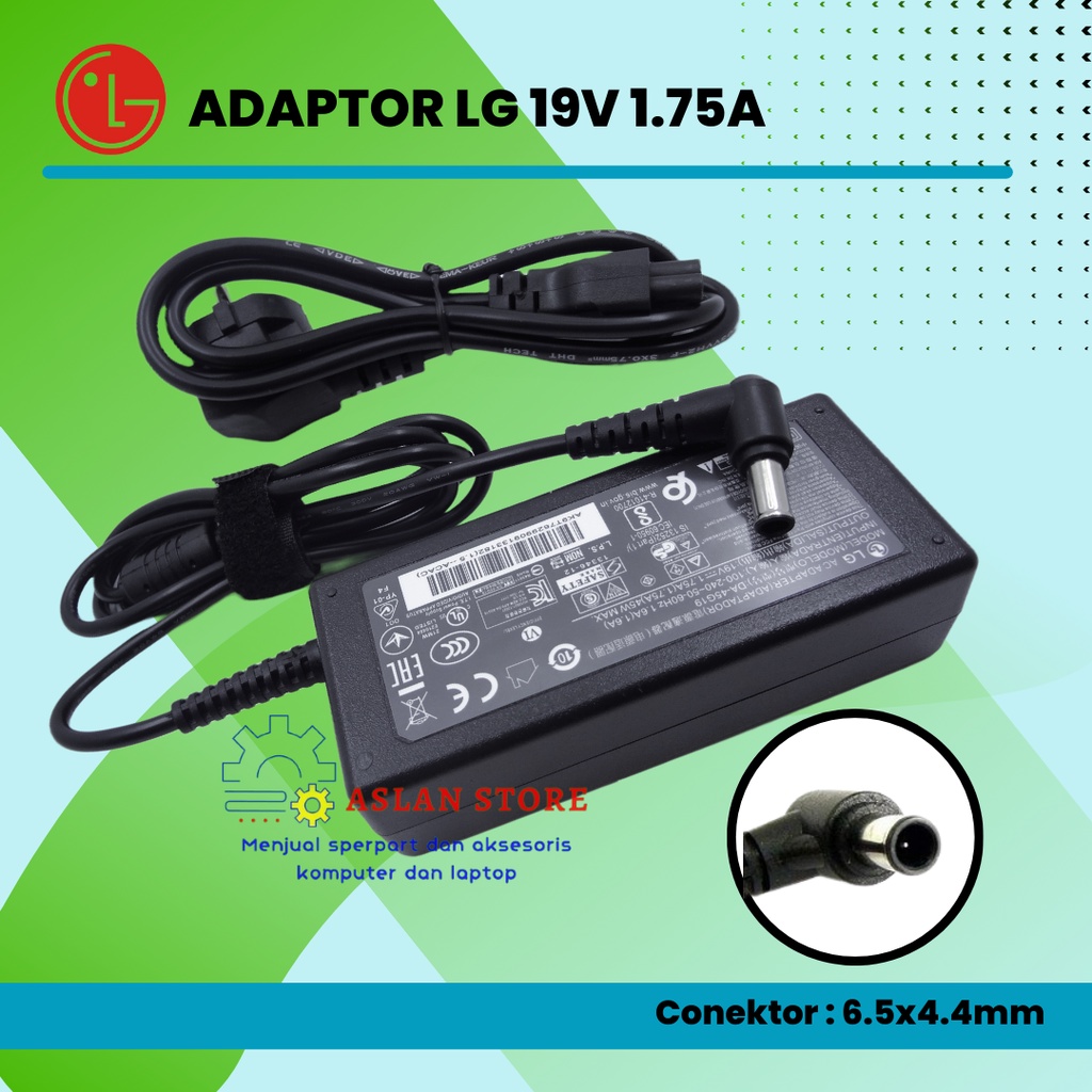 Adaptor Charger TV LCD LED LG Monitor charger TV LG 19V 1.7A 65W  Original