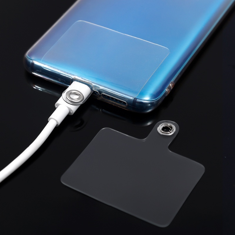 Tab Lanyard Telepon Universal Matte Transparan Untuk Ponsel Tether Kartu Cord Gasket Klip Loop Lubang Gantung Strap Patche