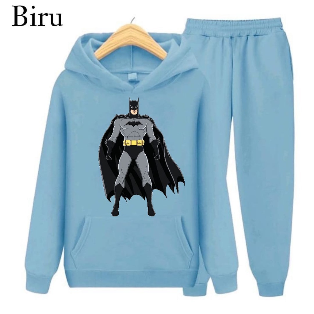 Hzl_outfit Setelan Sweater Hoodie Batman Anak Laki Laki (S.M.XL)