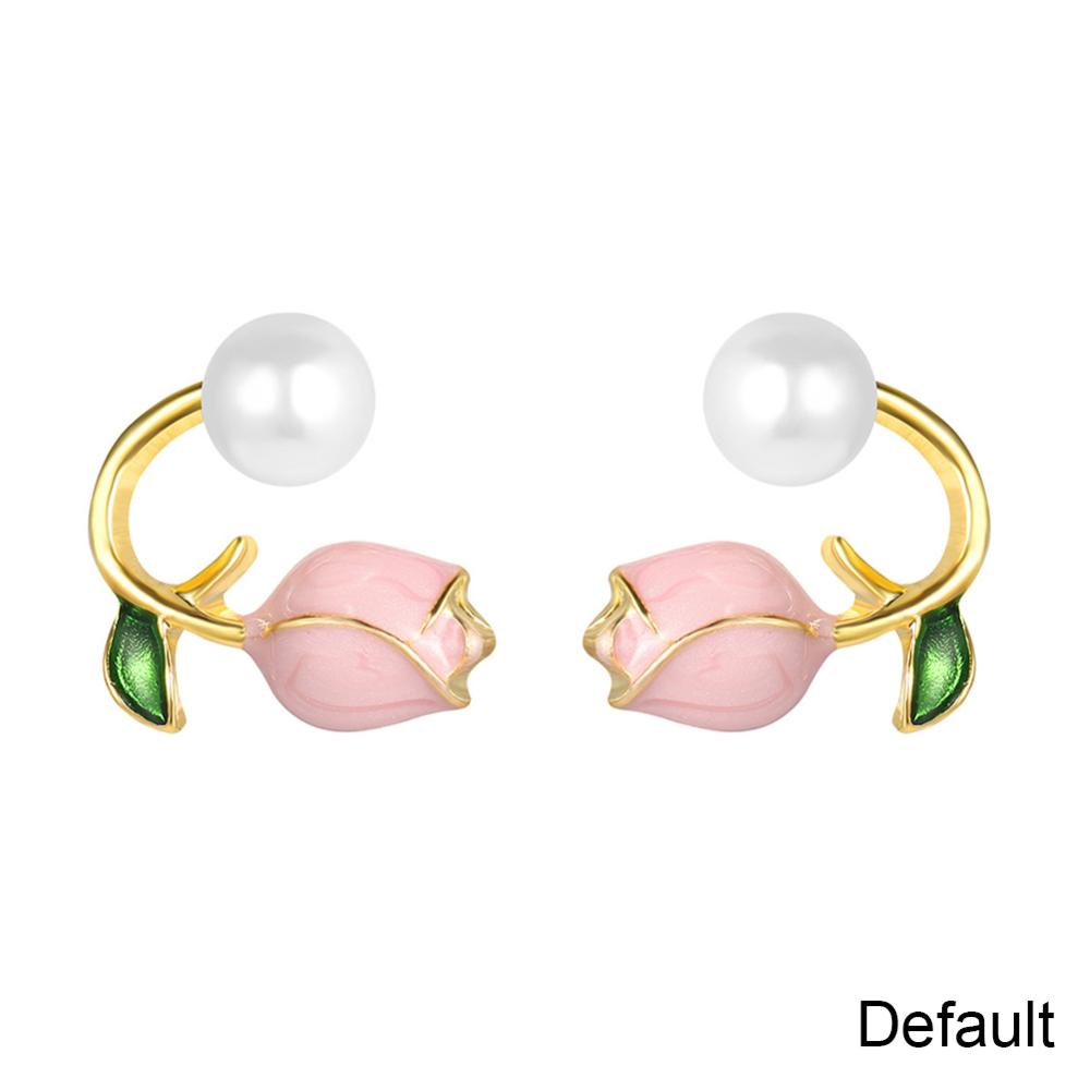 Timekey Pink Tulip Anting Mode Kreatif Desain Alloy Ear Studs Earrings Wanita Temperamental Earrings Perhiasan F1I6