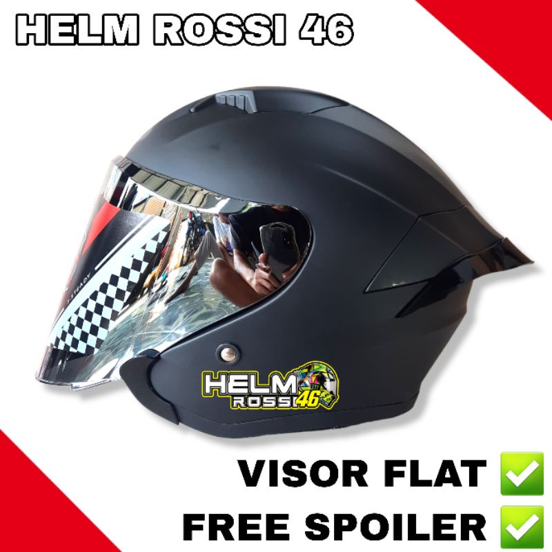 HELM GIFT SARGON HITAM DOFF Black Matt rep NJS KAIROZ + Visor FLAT Venom + Spoiler