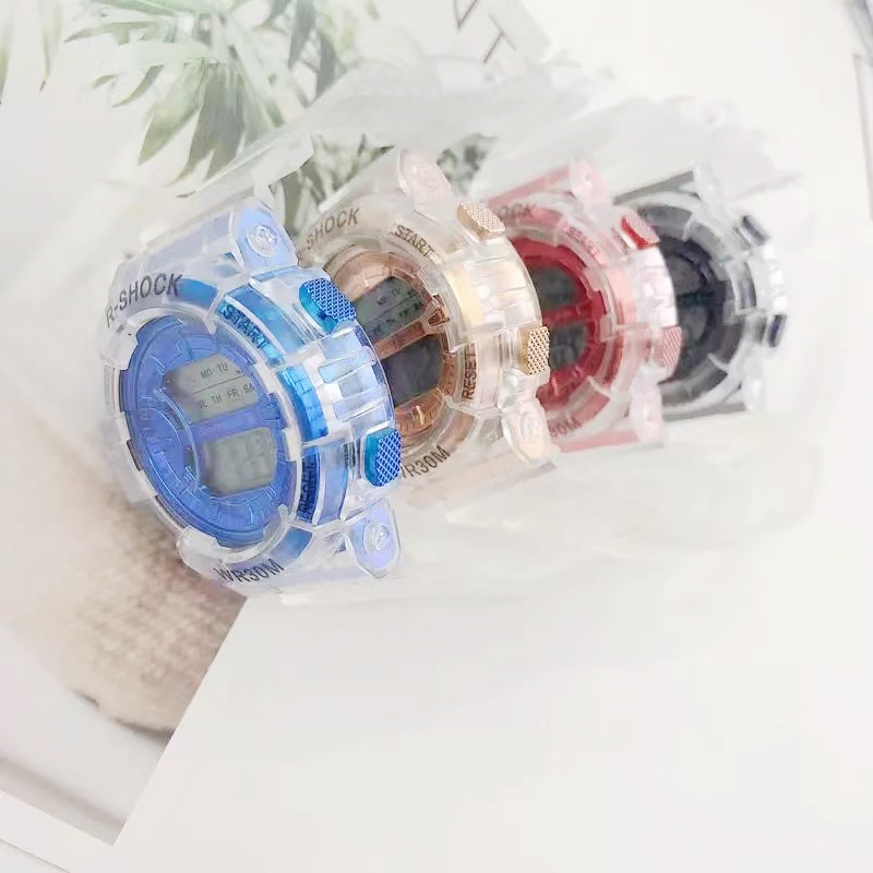 Jam Tangan Wanita LED Tali Rubber Transparan S-Sport Digital Fashion Import