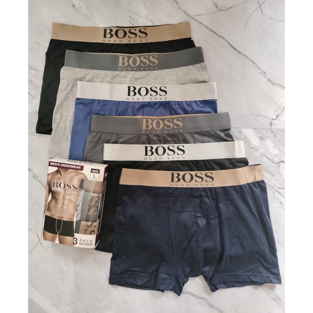 3 PCS CELANA DALAM BOXER PRIA / BOXER PREMIUM SERI GOLD SILVER