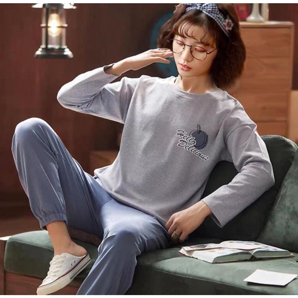 NF Baju tidur kaos import korean style / Setelan Piyama lengan panjang