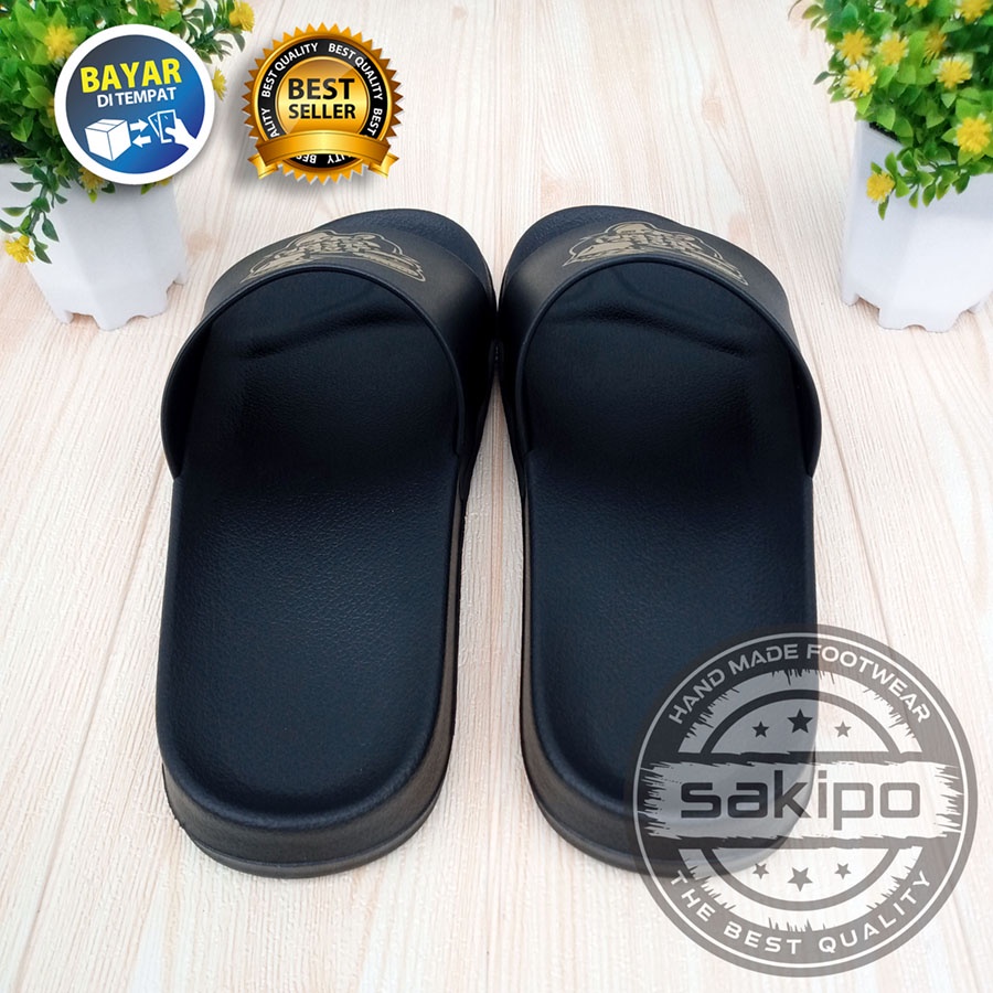 PROMO 2.2 COD SALE !! SENDAL DISTRO KEREN KEKINIAN PRIA DEWASA REMAJA SLIDE HITAM EMAS MOTIF EAT SLEEP GAME / SENDAL SLIDE MURAH TERBARU  / SENDAL SLOP PRIA TERBARU / SANDAL TAHAN AIR PRIA DEWASA / SAKIPO