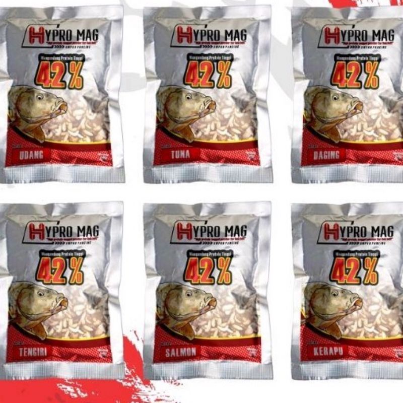 umpan HYPRO MAG 42%protein Udang Tuna Kerapu Salmon Daging Tenggiri Tengiri hypromag