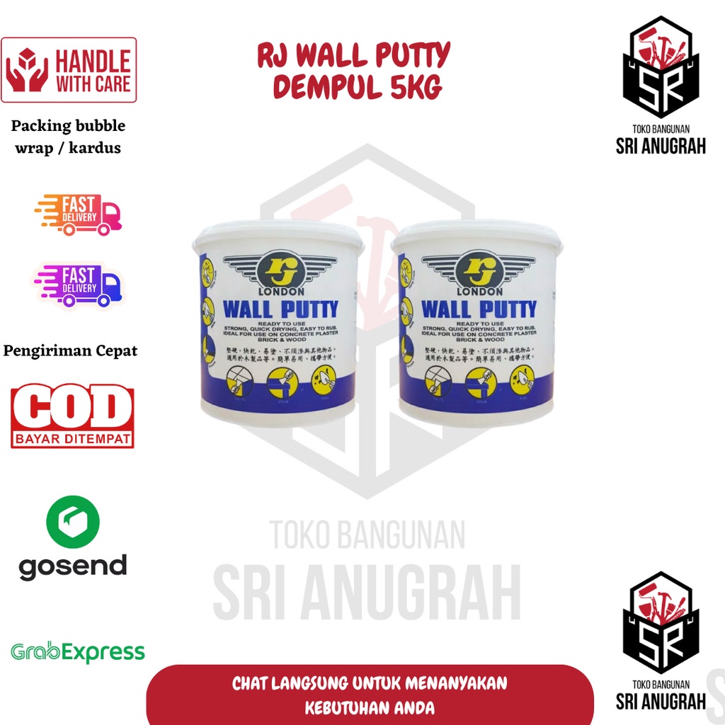 RJ Wall Putty Dempul Kayu Tembok 5KG