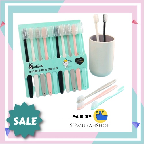 Sikat Gigi Dewasa 1 SET 10 PCS Tavel Toothbrush Double Care Sensitive Soft