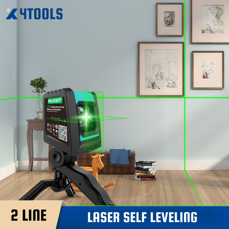 Laser Level Green 2 Line Laser Bangunan Self Leveling