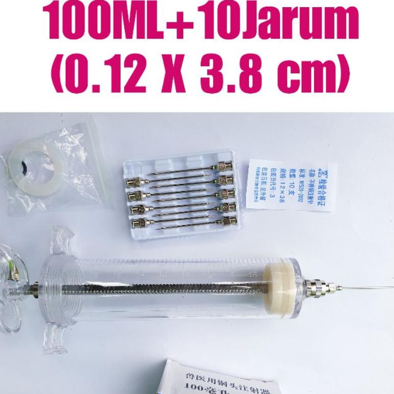 Ternak suntikan mika 100ml spuit alat suntikan hewan kerbau lembu pedet ayam broiler petelur anjing 