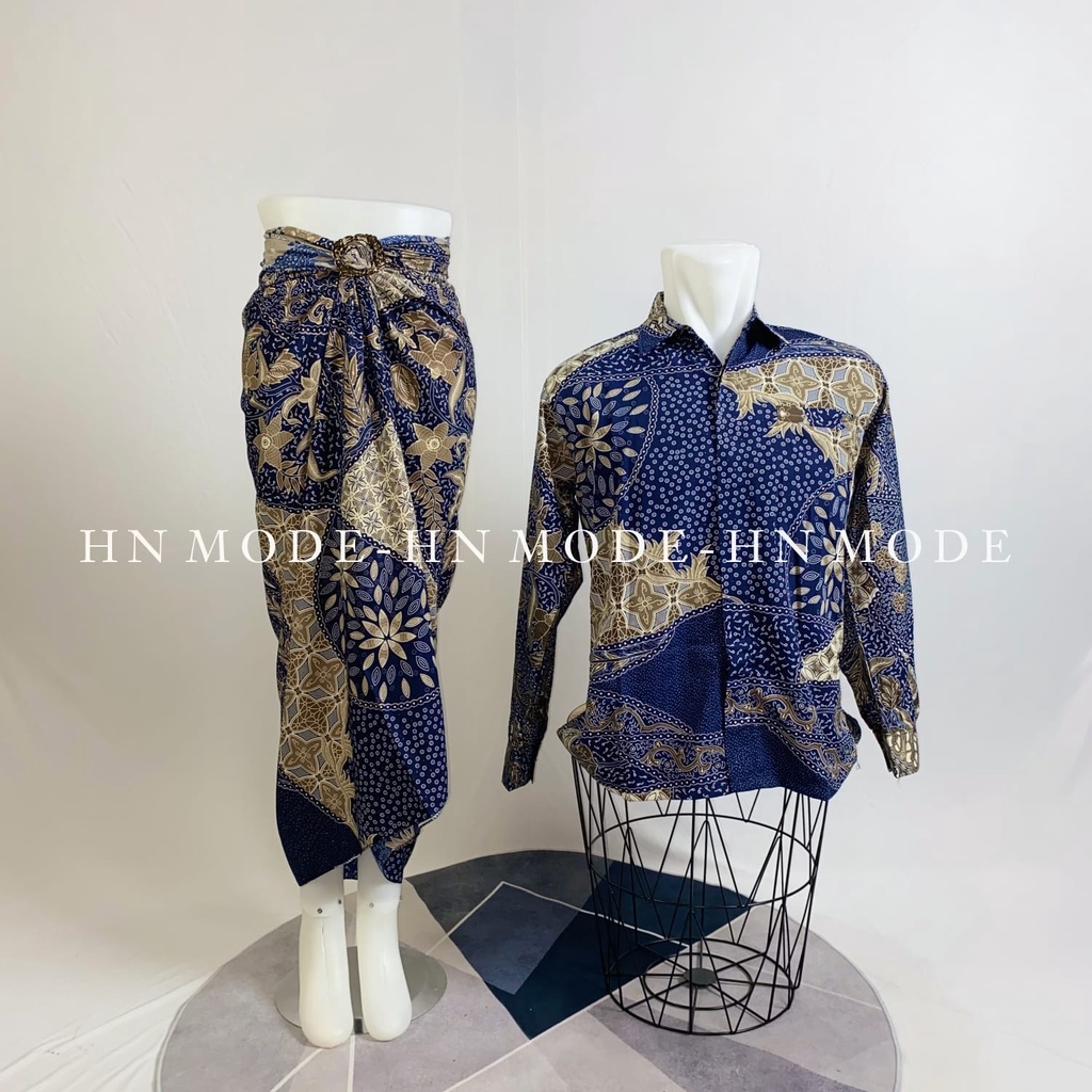 Gallery kebaya -Couple rok lilit batik mix kemeja panjang floral volume 4 / couple batik terbaru