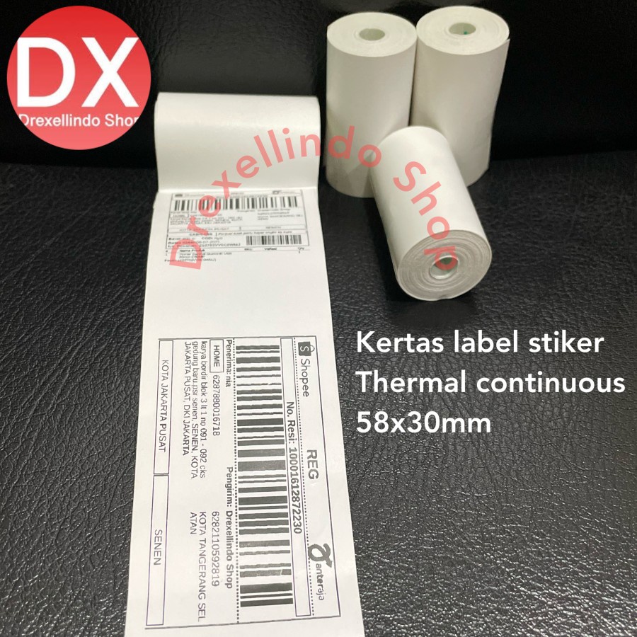 Kertas Thermal Label Stiker 58x30MM Buat Cetak Resi Pengiriman