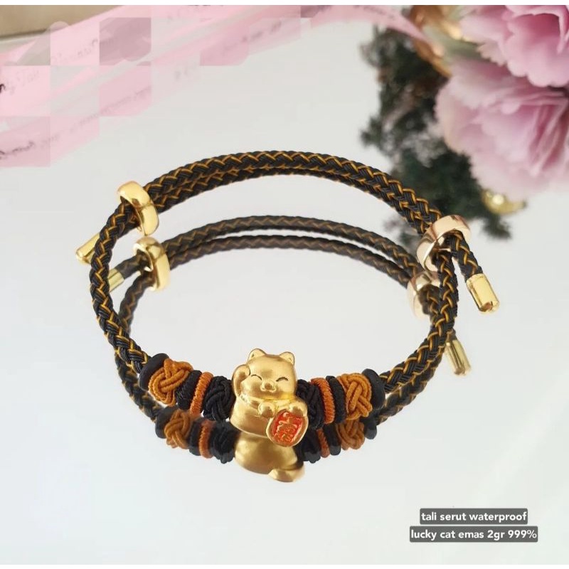 MELDY SHOP - charm mainan hongkong 24k 999 gelang waterproff gelang kawat serut emas baby mini kucin