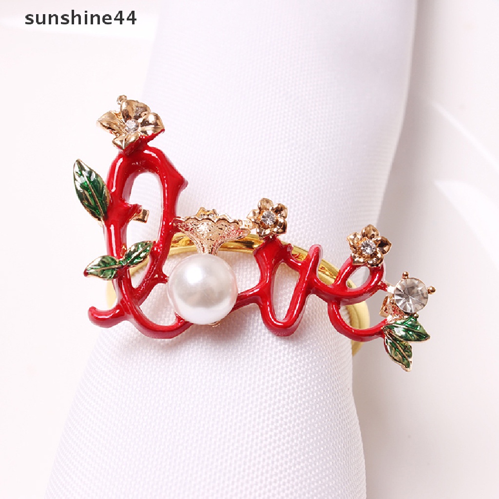 Sunshine LOVE Napkin Rings Untuk Pesta Pernikahan Table Napkin Holder Valene's Day Gift.