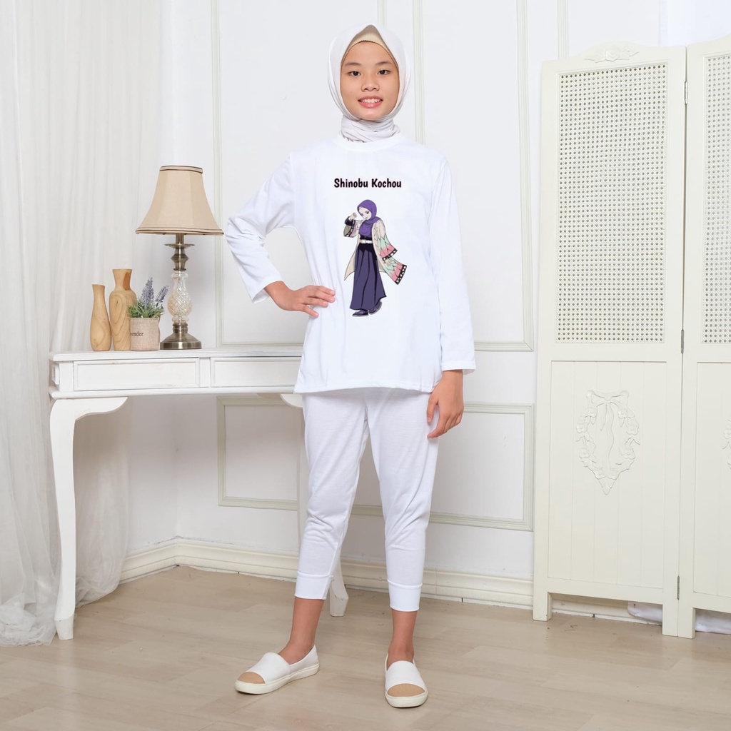 Hzl_outfit Baju Setelan Anak Perempuan Panjang Shinobu Kochou/ Setelan Baju Santai S(5-6tahun) M(7-8tahun) L(9-10tahun) XL(11-12tahun)