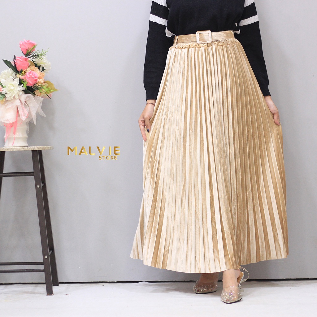 Rok plisket bludru Calya skirt belt premium | 12350