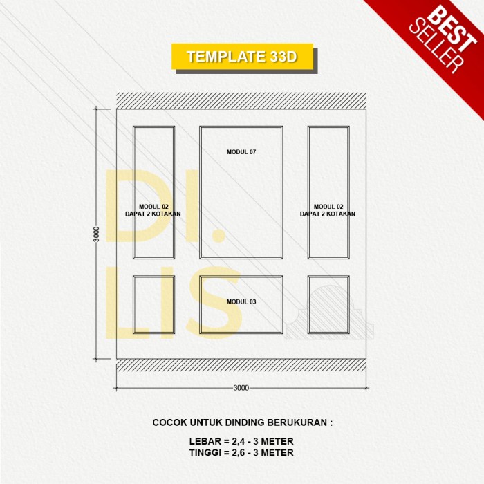 Wallpaper Dilis Profil Lis Wallmoulding / Lebar Dinding 2.5 - 3 Meter (33D)