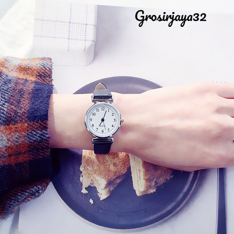 (GROSIRJAYA32) Jam Tangan RICIS Casual Wanita Analog Kecil Dial Bulat Dengan Strap Pu Leather Korean Fashion