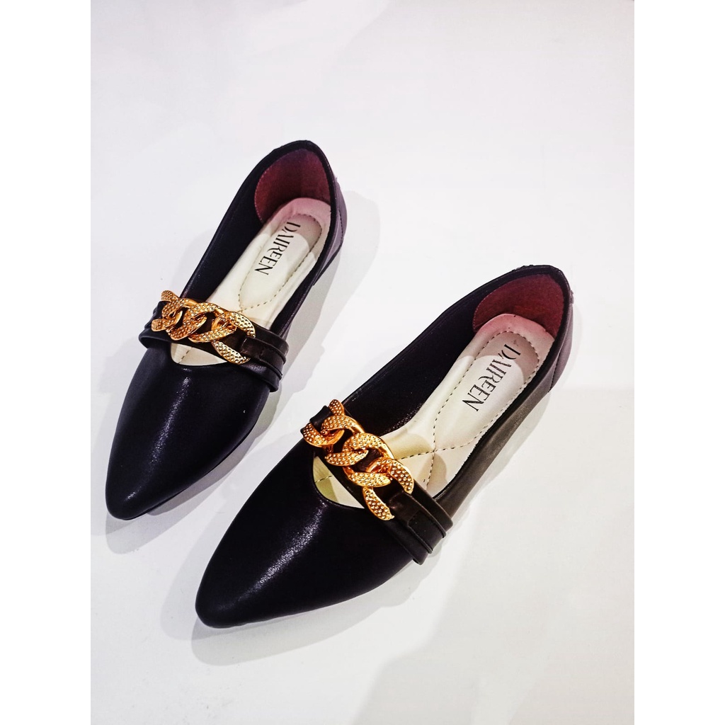 Dinda sepatu wanita slip on flatshoes Luchya model terbaru 2022 warna hitam ukuran 37-42