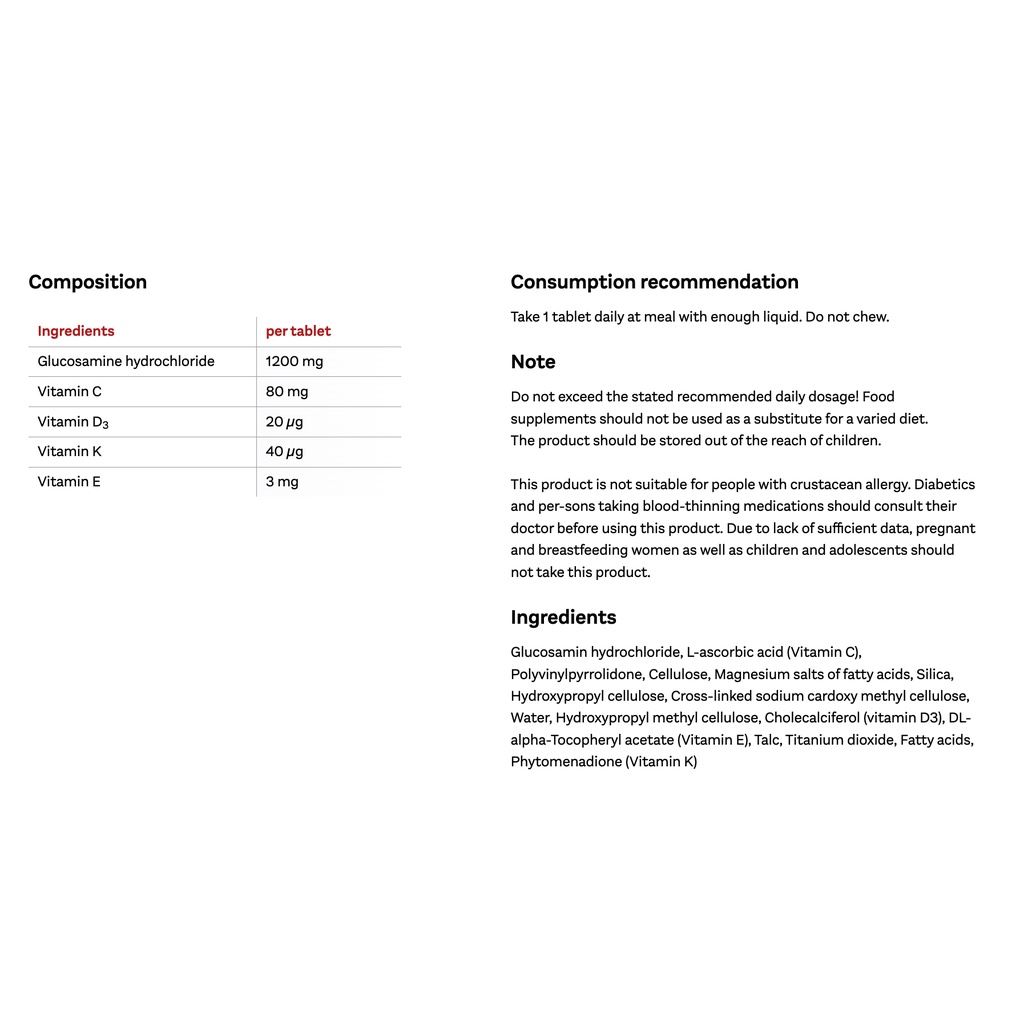 Doppelherz Joints 1200 Ultra Joint Mobility Cartilage Glucosamine with Vitamin D &amp; K